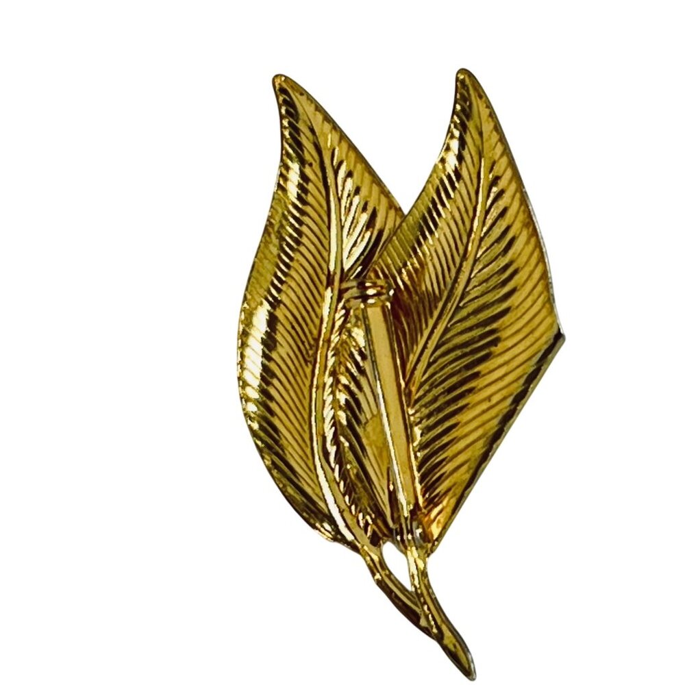 Vintage Gold Tone Folded Leaves Brooch (5737) - Picture 4 of 5